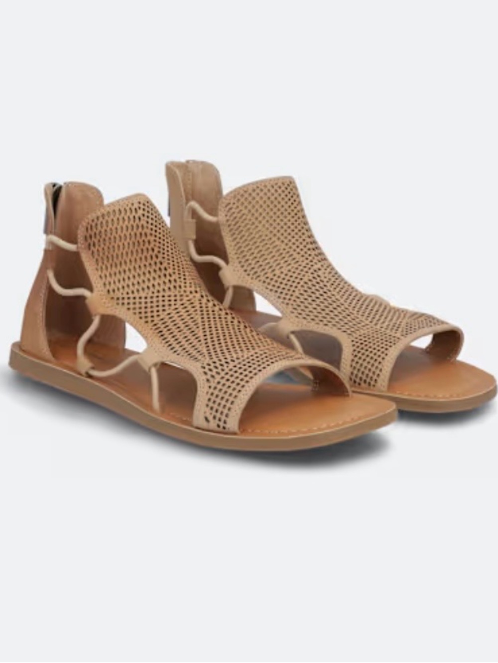 Lucky Brand Beige Perforated Gladiator Sandals